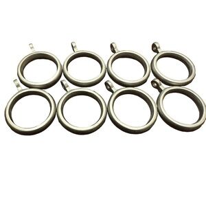 8 Brass Curtain Rings with Eye Polished Nickel Color, OD 1.5" ID 1.25"